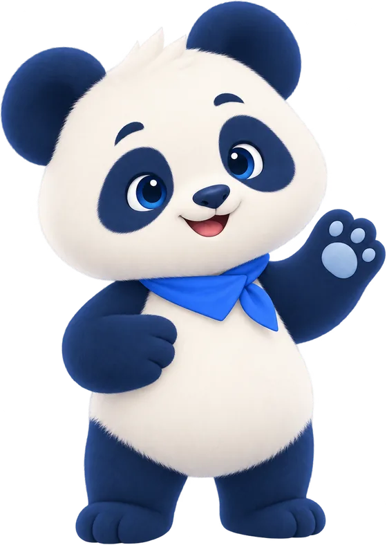 Kira, Tonaily’s panda mascot, waving hello